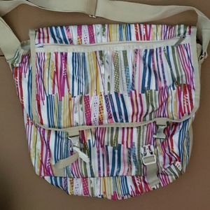 Lesportsac large messenger bag with stripes
